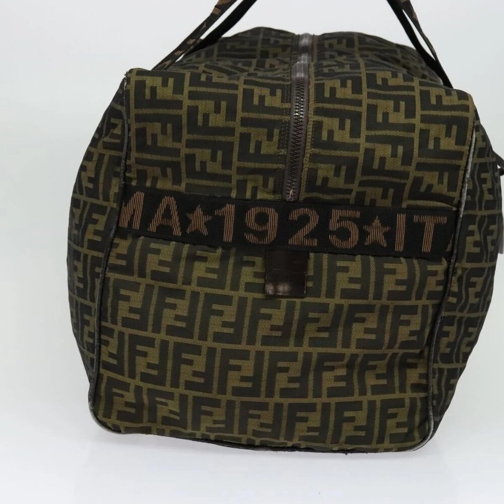FENDI Zucca Canvas Boston Bag Brown Black Auth BA4042 - Picture 4 of 15
